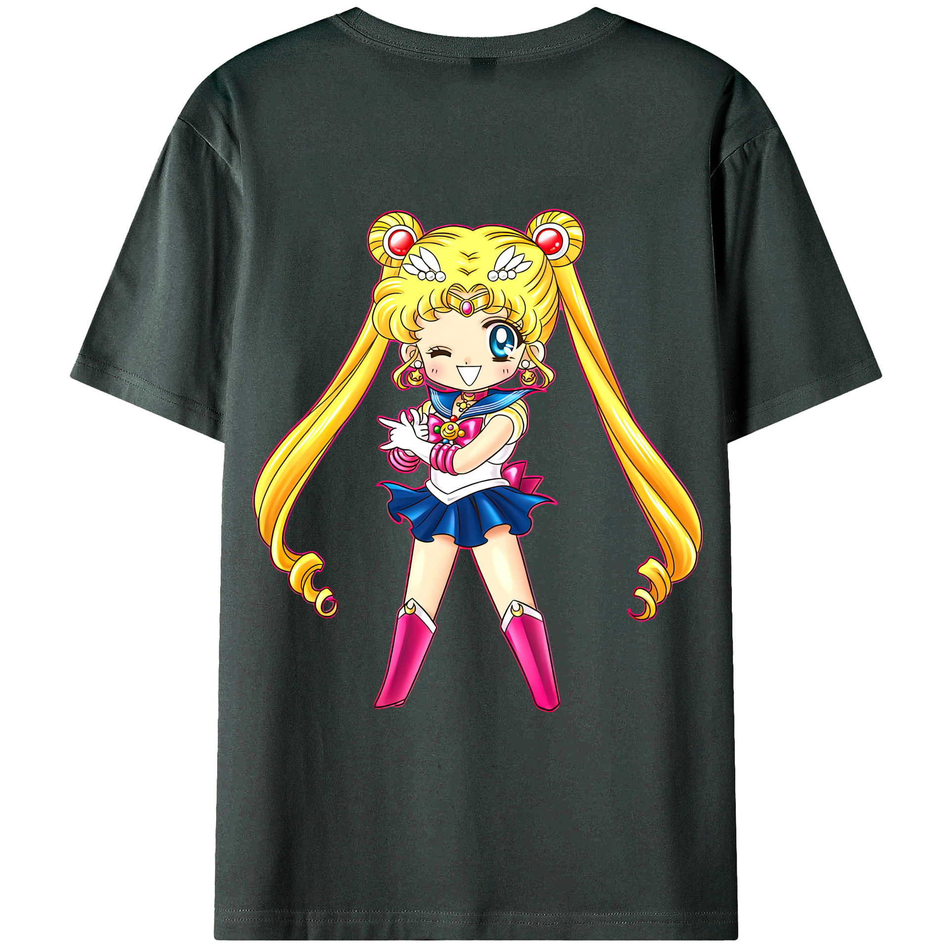 （画像用） 美少女戦士セーラームーン 月野 うさぎ つきの うさぎ Sailor Moon Tsukino Usagi 綿100％ メンズ半袖Tシャツ（バックプリント） 通気性